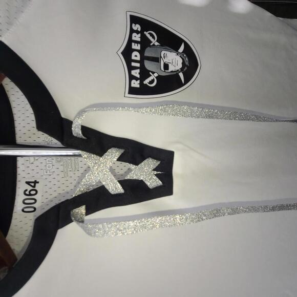Fanatics Women's Raiders Lace-Up Jersey - White- Size Small - Picture 2 of 5